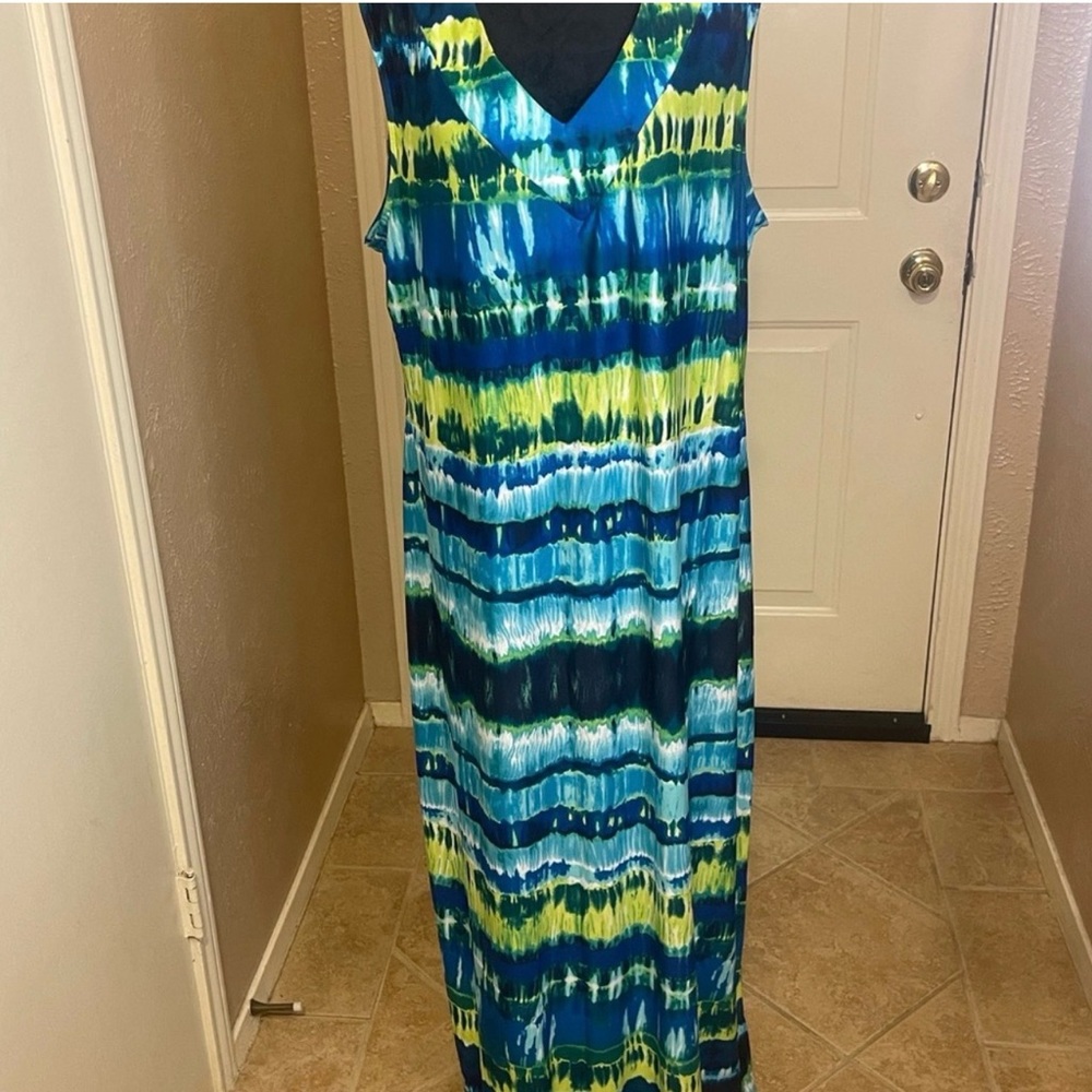 Avenue Blue and Green Maxi Dress
